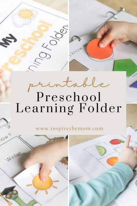 This preschool learning folder is a great tool for learning at home or for kindergarten readiness! This resource is $9.99 on TPT but there are also free preschool learning inserts available in this post as well! (ocean animals, farm animals, uppercase letters, personal care, emotions and more!) #preschool #preschool learning folder #preschool binder #preschool resource #preschool at home #preschool printable Homeschool Preschool Free Printables, Preschool Learning Binder Free Printables, Preschool Morning Binder Free Printable, Preschool Workbook Free Printable, Preschool File Folders Free Printable, Preschool Binder Ideas, Preschool Busy Book Free Printables, Toddler Learning Printables Free, Learning Crafts For Preschoolers