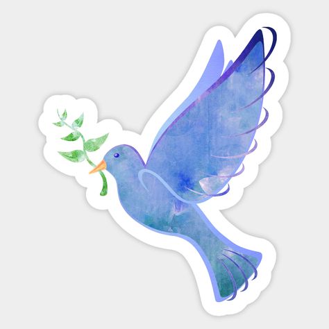 Peaceful Watercolor Dove with Olive Branch - There's a lot of tension out there in the world. Healing begins with a gesture of goodwill. Peace can be found when forgiveness happens. Then we can go forward as one human race to a future of success! -- Choose from our vast selection of stickers to match with your favorite design to make the perfect customized sticker/decal. Perfect to put on water bottles, laptops, hard hats, and car windows. Everything from favorite TV show stickers to funny stick Watercolor Dove, Peaceful Watercolor, Dove With Olive Branch, Sea Stories, Dove Bird, Anime Quotes Inspirational, Learn Art, Human Race