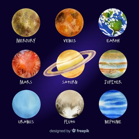 Colourful watercolor planets collection ... | Free Vector #Freepik #freevector #watercolor How To Paint Planets, Planet Drawing Color, Painting Planets, Planets Painting, Space Costume, 8 Planets, Space Cake, Planet Painting, Solar System Projects