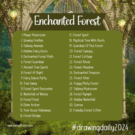 🌿✨ March Drawing Daily challenge is HERE! 🎨 Embark on an artistic journey through the mystical 'Enchanted Forest' 🍄 🌳 Dive into prompts like magic mushrooms, forest guardian, talking animals, and more! 🖌️ Draw daily or choose your favorites! Don't forget to tag @ziafoxstudios and use #drawingdailychallenge2024 to share your enchanting creations with us! ✨ #EnchantedForest #ArtChallenge #DailyDrawing #CreativeJourney #MagicalArt #ArtCommunity #IllustrationInspiration #ArtistOnInstagram #Ar... Forest With Mushrooms Drawing, Animal Drawing Prompts, Magical Forest Drawing, Enchanted Forest Drawing, Forest Art Drawing, Mushroom Forest Drawing, Draw Prompts, Prompt Drawing, Study Facts