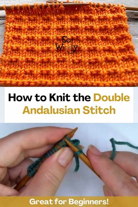 Double Knitting Charts, Textured Knitting, Double Knitting Patterns, Knit Stitches, Crochet Tips, Double Stitch, Learn How To Knit, Purl Stitch, How To Knit