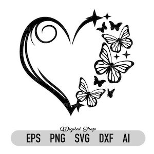 Butterfly Hearts Tattoo, Butterfly Love Drawing, Mehndi 2024, Heart Butterfly Tattoo, Butterfly Heart Tattoo, Heart With Butterflies, Heart Sayings, Butterfly Tattoo Stencil, Lips Illustration