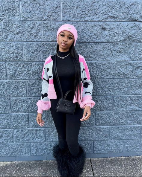 Pink Sweater Outfit Black Women, Dope Swag Outfits Winter, Birthday Outfit Ideas For Women Winter, Birthday Outfits Black Women Winter, Shein Winter Outfit Ideas 2023, Winter Shein Outfits, Shein Winter Outfits, Dope Swag Outfits, Winter Birthday Outfit