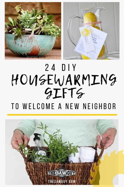 Diy Housewarming Gift Ideas, Diy Housewarming Gifts, Diy Housewarming Gift, Housewarming Gift Ideas First Home, Homemade Housewarming Gifts, Welcome Gift Basket, Welcome New Neighbors, New Neighbor Gifts, Neighborhood Gifts