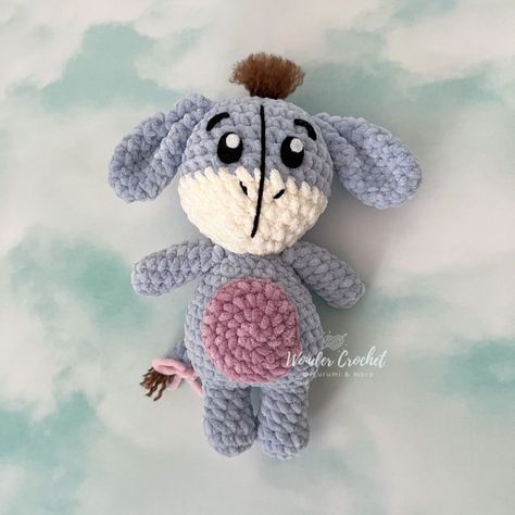 Eeyore Free Crochet Pattern - Easy Amigurumi - Wonder Crochet Eeyore Crochet Pattern Free, Easy Crochet Toys, Wonder Crochet, Eeyore Plush, Disney Crochet Patterns, Crochet Toys Free Patterns, Easy Amigurumi, Crochet Toys Free, Easy Crochet Animals