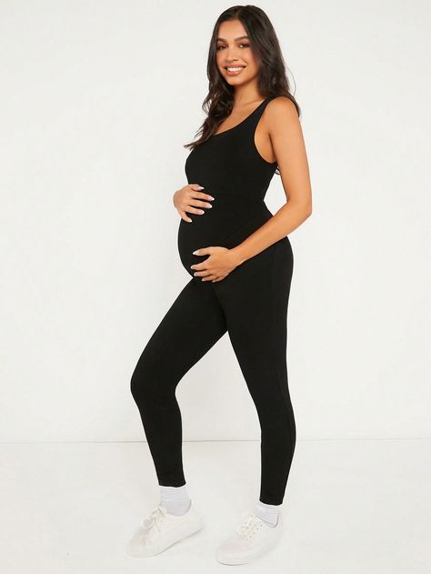 Spn Dr, Shein Basics, Maternity Outfits, Pregnancy Wardrobe, Maternity Jumpsuit, Maternity Poses, Pregnancy Outfits, Maternity Clothing, Black Casual