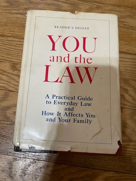 This is a 1971 Reader's Digest book about You and the Law.  There are many interesting and helpful topics on the topic of law and you.  This is a hard cover book in excellent condition.