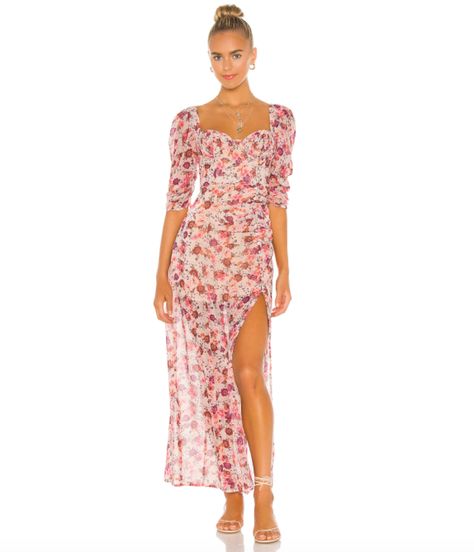 STYLECASTER | Bridgerton Fashion Trends Floral Print Chiffon Maxi Dress, Nude Maxi Dresses, Corset Maxi Dress, Floral Bustier, Chic Maxi Dresses, Strappy Maxi Dress, Floral Print Chiffon, Lemon Dress, Tea Rose