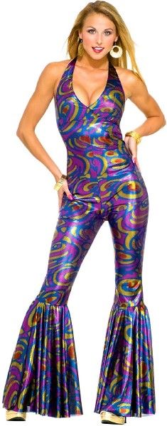 https://flic.kr/p/6ngkH4 | Disco Dance Costume | Our Disco Dance Costume features a one-piece, disco swirl pattern jumpsuit with bell-bottoms. See all of our Disco Costumes. Moda Z Lat 70., 80s Fashion Dresses, 70s Party Outfit, 70s Disco Costume, 70s Outfits Ideas, 70s Disco Outfit, 70s Disco Dress, 70s Fashion Disco, 70s Mode