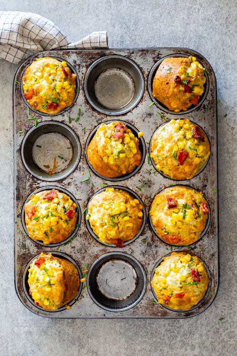 Aesthetic Croissants, Muffins Aesthetic, Croissants Breakfast, Breakfast Savory, Savory Muffins Recipes, Bacon Corn, Bacon Muffins, Fast Snack, Muffins Recipes