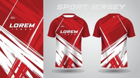 Creative Content by Taufik Stuff Red Shirt Design, Red Jersey Design, Sport Jersey Design, Volleyball Jersey Design, Running Jersey, Polo T Shirt Design, Red And White Shirt, Best Jersey, Sport Shirt Design