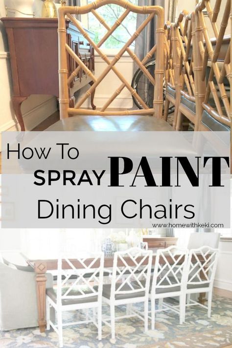 Painting Chairs, Furniture Spray, Chinese Chippendale Chairs, Bamboo Dining Chairs, Diy Furniture Chair, How To Paint Furniture, Diy Muebles Ideas, Chippendale Chairs, Painted Dining Chairs