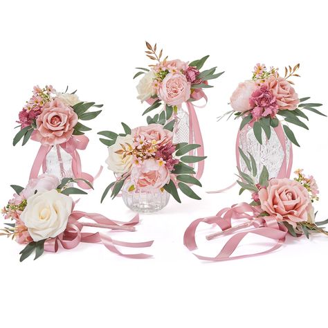 PRICES MAY VARY. Package: Set of 6 pre-made small flower centerpieces. Thoughtful Design: Floral wedding flowers stem was nicely wrapped with satin ribbon. Can be mini bridesmaid bouquets or easily fit into any simple centerpieces container like mason jars, bud vases, glass vases, etc. Ready to Use:No need to spend lots of time to make centerpieces. Open the Box, reshapte the artificial flowers and put it on the table, then the decor is done. Multifunctional: Our rose balls for centerpieces are Small Flower Centerpieces, Floral Table Centerpieces, Bouquets For Wedding, Chrysanthemum Bouquet, Wedding Party Centerpieces, Artificial Wedding Flowers, Black Rose Flower, Table Centerpiece Decorations, Party Centerpiece