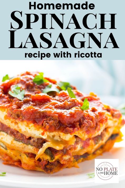 Spinach Meat Lasagna, Meat And Spinach Lasagna Recipe, Lasagna Recipe With Ricotta Spinach Beef, Lasagna Recipe With Spinach And Beef, Lasagna Without Meat, Lasagna Ricotta Spinach, Lasagna With Veggies And Meat, Lasagna With Ricotta And Spinach, Easy Lasagna Recipe With Ricotta Spinach