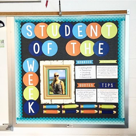 Throwback to my very first bulletin board display EVER! 🤓 I remember entering the classroom for the first time like it was yesterday and feeling like all of my creative dreams came true! I’d love to see your first bulletin board, too. Post it with the hashtag #myfirstbulletinboard so I can check it out. ❤️ #bulletinboard #classroomdecor #studentteaching #studentteacher #firstyearteacher #classroomsetup #studentoftheweek Star Student Board, Elementary Bulletin Boards, Student Of The Week, Student Of The Month, Bulletin Board Design, Star Of The Week, Classroom Makeover, Secondary Classroom, Teacher Boards