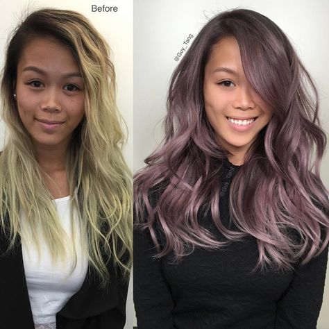 Guy Tang® on Instagram: “My model from Finland was a case of #ParanormalHairtivity 😱😱👻👹 she appear to have a grown out rootagé but was actually black dye at the…” Balayage Black, Lilac Hair Color, Lavender Hair Colors, Ash Hair Color, Black Guy, Violet Hair, Guy Tang, Lilac Hair, Lavender Hair