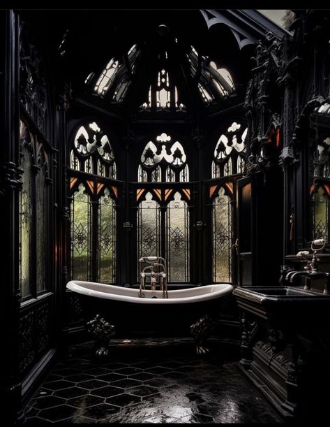 Manor Aesthetic, Gothic Fireplace, Architecture Gothic, Vampire House, Gothic Bathroom, Goth Houses, Gothic Mansion, Gothic Interior, Dream Life House