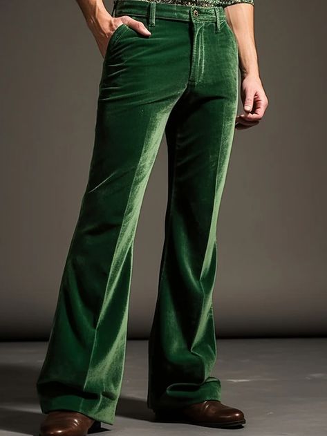 Men's Dress Pants Flared Pants Trousers Suit Pants Velvet Pants Pocket Plain Comfort Breathable Outdoor Daily Going out Cotton Blend Fashion Casual Blue Green 2024 - $24.99 Trousers Outfit Men, Bell Bottom Trousers, Men's Dress Pants, Plaid Dress Pants, Pants Pocket, Velvet Trousers, Mens Dress Pants, Velvet Pants, Flared Pants