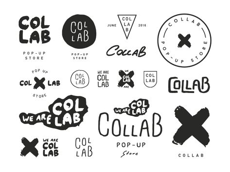 Collab Logo Explorations Collaboration Logo Design, Brand Collaboration Design, Pop Logo Design, Artsy Logo, Logo Exploration, Combination Logo, Minimal Flat, Graphic Design Blog, Logo Project