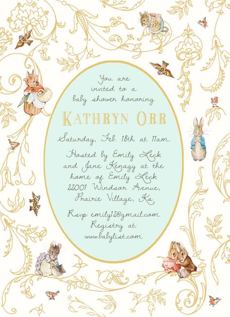 Beatrix Potter Baby Shower Invitations Peter Rabbit Themed - Etsy Storybook Baby Shower, Animal Baby Shower Invitations, Monogrammed Stationery, Rabbit Baby, Baby Bunny, Animal Baby Shower, Baby Shower Invites, Party Invites, Woodland Animal