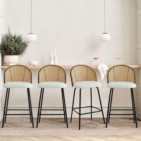 Counter Stools With Backs, Rattan Counter Stools, Curved Chair, Oversized Furniture, Stools With Backs, Wholesale Furniture, Counter Height Bar Stools, Kitchen Stools, Kitchen Bar Stools