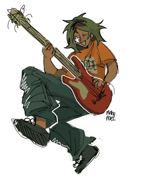 Design Reference Character, Character Playing Guitar Reference, Rock Star Poses Drawing, Drawing Reference Poses Guitar, Person Playing Electric Guitar Reference, Hold Guitar Reference, Drawing Poses Guitar, Nb Character Design, Four Person Drawing Reference