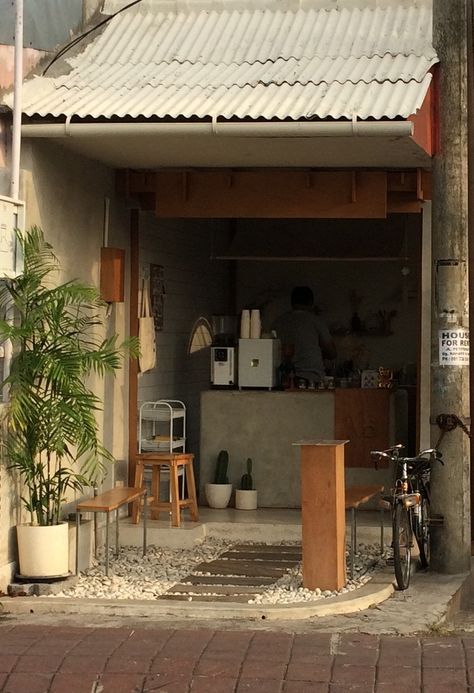 Small Take Out Cafe Design, Cafe Interior Design Rustic Coffee Shop, Take A Way Coffee Shop Design, Small Coffee Shops Ideas, Coffee Shop Interior Design Vintage, Cafe Small Design, Instagramable Coffee Shops, To Go Coffee Shop, Rustic Coffee Shop Design