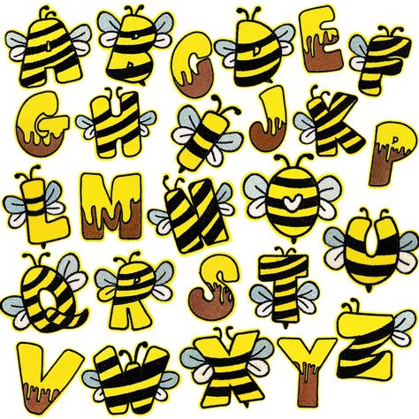 PRICES MAY VARY. The Amount of Package - 27pcs bee theme iron-on patches, each has a different design, offering multiple choices for you to DIY crafts and decorations. Bee Theme - Our iron on transfer patches are designed in alphabet A to Z, each letter is designed with cartoon honey bee patterns, and also have 1pcs bee shape patch, cute bee and sweet honey are really lovely and unique, use your imagination to create personalized craft products. Easy to Use - The heat-seal adhesive glue backing Bee Alphabet Letters, Alphabet Decorations Classroom, Crafts For August, Bee Lettering, Bee Letters, Cartoon Honey Bee, Bee Classroom Decor, Honey Bee Design, A To Z Letter