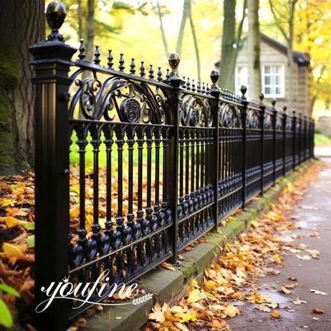 Iron Railings & Balustrade - Wrought iron Designs - YouFine Victorian Wrought Iron Fence, Metal Railings Outdoor Balconies, Rot Iron Fence, Rod Iron Fences, Wrought Iron Fence Panels, Wrought Iron Porch Railings, Wrought Iron Designs, Iron Fence Panels, Cast Iron Railings