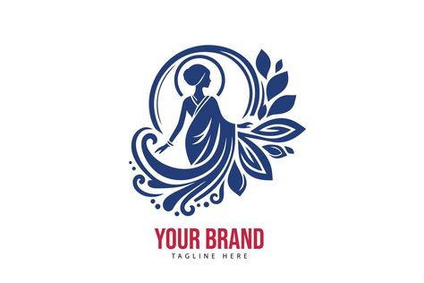 saree logo vector Saree Logo Design Ideas, Saree Logo Design, Letter J Tattoo, Shivratri Photo, Beauty Salon Marketing, Feminine Logo Design, Shadi Card, Clothing Logo Design, Sari Shop