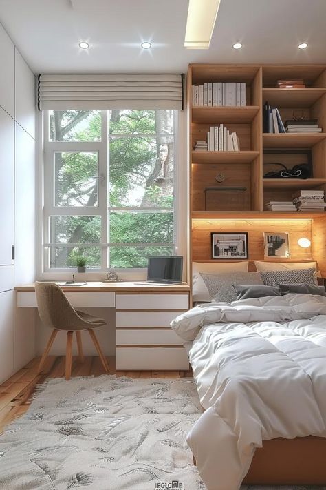 37 Small Bedroom Ideas To Maximize Your Cozy Space Small Living Bedroom Ideas, Single Bedroom Ideas Aesthetic, Small Bedroom With Closet, Small Cozy Room Decor Bedroom, Tiny Room Ideas Space Saving Bedrooms, Mini Bedroom Ideas, Single Bed Aesthetic, Compact Bedroom Ideas, Small Bedroom With Desk