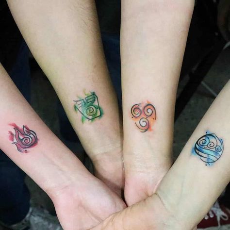 Colorful & Loud Matching Family Tattoo Tattoo That Represents Family, Family Of 4 Tattoo Ideas, Mother Of 3 Tattoo Ideas, Siblings Tattoo For 3, Sibling Tattoos For 3, Simbols Tattoo, Matching Family Tattoos, Matching Tattoos For Siblings, Symbol For Family Tattoo