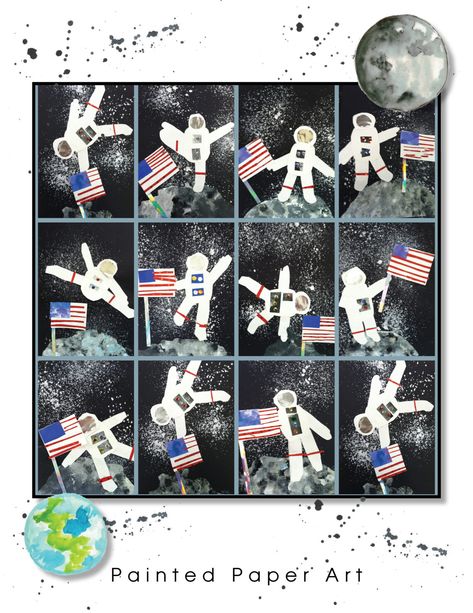 Painted Paper Art, Space Art Projects, Space Lessons, Space Preschool, Outer Space Art, Space Classroom, Outer Space Theme, Space Activities, Astronaut Art