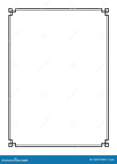 Vector simple page border for fine decorations design Calligraphy Borders Simple, Simple Black Border Design, Page Borders Design Simple, Simple Page Borders, Borders For Project, Calligraphy Borders, Art Deco Border, Line Border, Page Borders Design