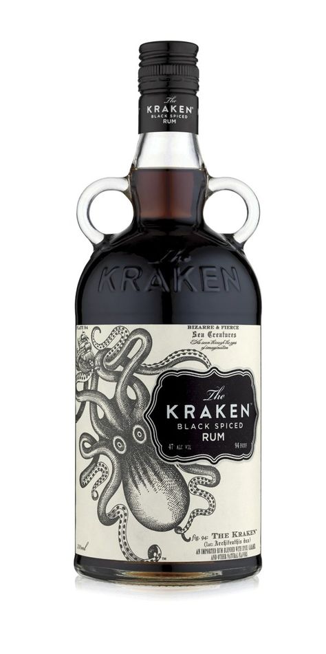 The Kraken Rum Bottle | Communication Arts Liquor List, Kraken Rum, Rum Bottle, Caribbean Rum, Alcohol Packaging, The Kraken, Alcohol Bottles, Spiced Rum, Bottle Packaging