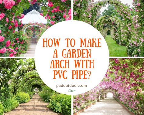 Pvc Garden Arch, Diy Garden Arch Cheap, Arch Garden Ideas, Pvc Arch Diy, Arch In Garden, Pvc Arbor, Diy Garden Archway, Flower Arch Garden, Garden Archway Ideas