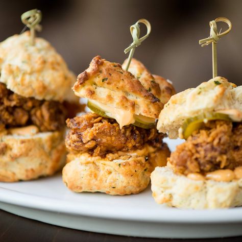 Fried chicken and biscuits in Atlanta Pretzels And Cheese, Bar Snacks, Atlanta Restaurants, Gastro Pubs, Chicken And Biscuits, Cheese Puffs, Best Bar, Bar Food, Pub Food