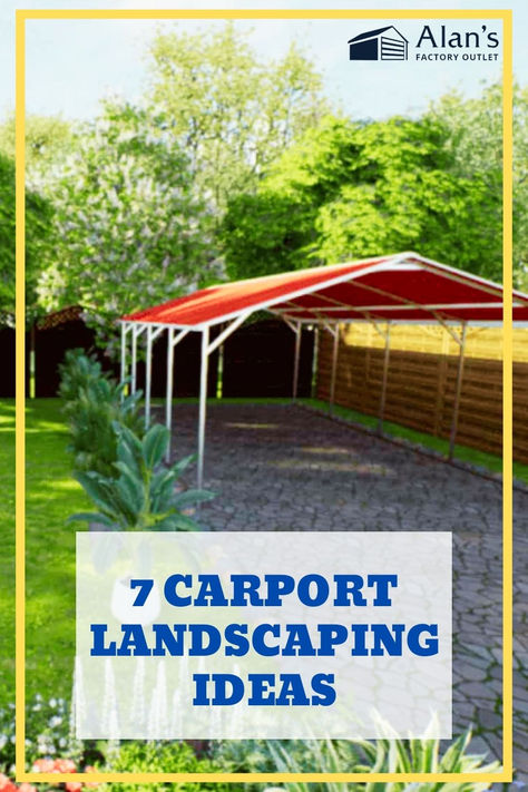 Read our blog detailing how you can make your carport area more beautiful. Side Carport Addition, Carport Landscaping, Carport Patio Ideas, Metal Carport Makeover, Enclosed Carport Ideas, Carport Decorating Ideas, Carport Decor, Free Standing Carport, Cheap Carports