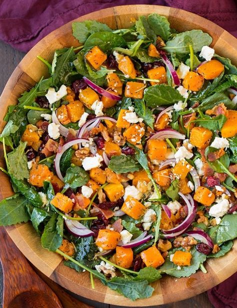 Shower Salad Ideas, Butternut Squash And Bacon, Butternut Squash Bacon, Healthy Breakfast Bowl, Butternut Squash Salad, Squash Salad, Bacon Salad, Butternut Squash Recipes, Autumn Salad