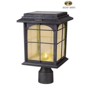 Solar Outdoor Hand-Painted Sanded Iron Finish Post Lantern with Seedy Glass-46240-300PS at The Home Depot Solar Lamp Post, Solar Post Lights, Outdoor Lamp Posts, Lantern Head, Post Lanterns, Iron Lanterns, Lamp Post Lights, Post Lighting, Lantern Post