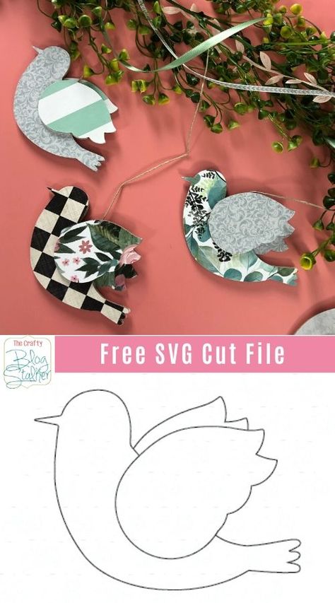 Create a beautiful DIY Hanging Bird Garland. Perfect decor for a wedding, baby shower, or simply to celebrate Spring! Includes free Bird SVG cut file. #thecraftyblogstalker #birdgarland #diygarland #diycrafts #diybird #cricut #cricutcreated Cricut Bird Projects, Birds Diy Crafts, Free Bird Svg Files For Cricut, Bird Svg Free Cricut, Paper Birds Template, Bird Template Printable Free Pattern, Bird Diy Crafts, Bird Svg Free, Paper Birds Diy