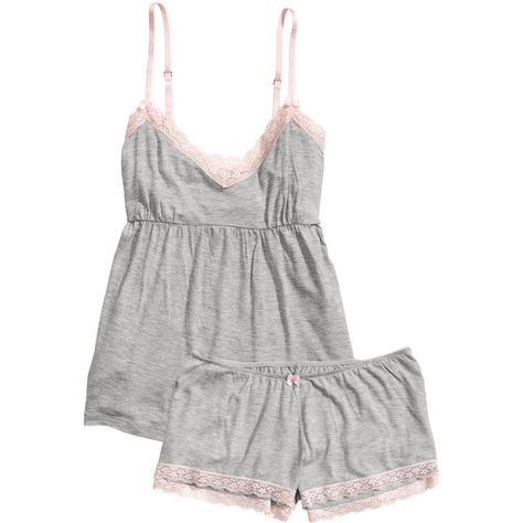 Pijamas Women, Cute Pjs, Cute Sleepwear, Cute Pajama Sets, Lace Trim Cami, Grey Lace, Cute Pajamas, Stockholm Fashion, Really Cute Outfits