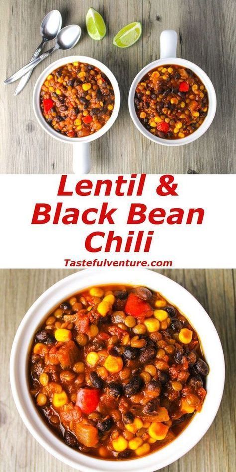 Black Bean And Lentil Chili, Lentil And Bean Chili, Lentil Bean Chili, Crockpot Lentil Chili, Lentils And Beans Recipes, Chickpea And Black Bean Recipes, Lentil And Bean Recipes, Lentil Chili Crockpot, Lentil Chilli