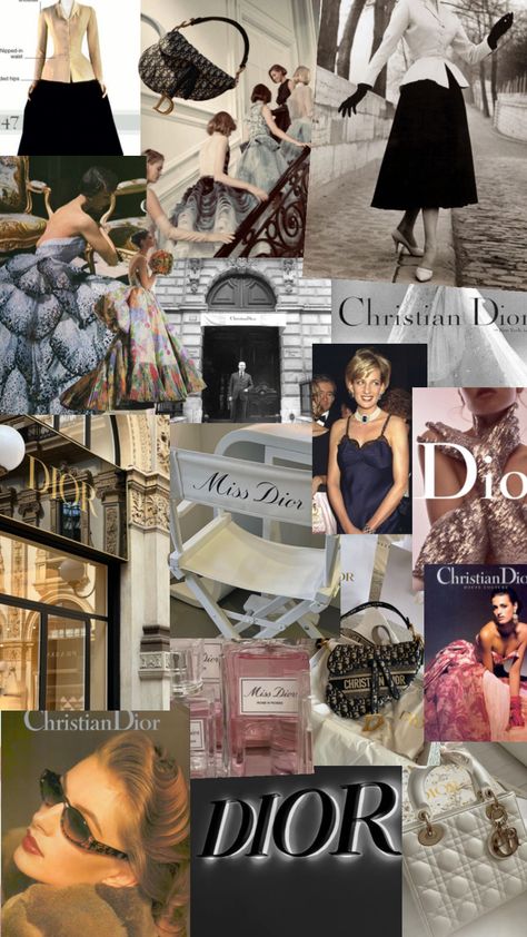 #dior #christiandior Dior Vision Board, Christian Dior Wallpaper Aesthetic, Vintage Dior Aesthetic, Christian Dior Mood Board, Dior Moodboard, Dior Collage, Miss Dior Aesthetic, Dior Poster Vintage, Vintage Dior Poster