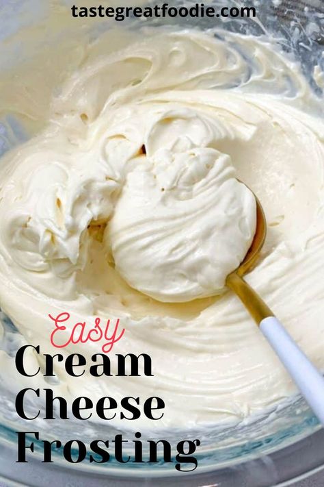 EASY CREAM CHEESE FROSTING Cream Cheese Frosting Recipes, Best Cream Cheese Frosting Recipe, The Best Cream Cheese Frosting, Best Cream Cheese Frosting, Cream Cheese Icing Recipe, Cream Cheese Frosting Easy, Cheese Frosting Recipe, Frosting Recipes Easy, Make Cream Cheese