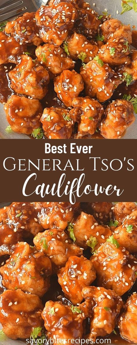 Air Fryer General Tso Cauliflower, Sweet Cauliflower Recipes, General Tso Cauliflower Air Fryer, General Tso Recipes, General Tso Sauce Recipe, General Tso Cauliflower, General Tso's Cauliflower, Deep Fried Cauliflower, General Tso Sauce