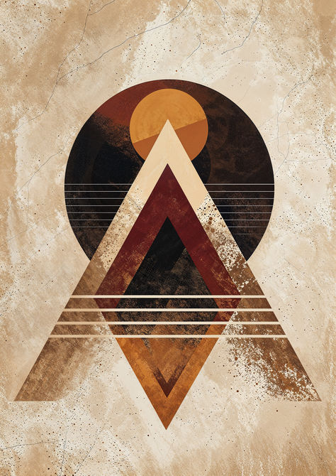 Discover 'Earthen Harmony,' where abstract vector art meets earthy tones, geometric harmony, and a dash of modern aesthetics. Harmony Art Design, Abstract Illustration Geometric, Landscape Logo Design, Abstract Vector Art, Songs Cover, Modern Abstract Art Geometric, Harmony Art, Geometric Shapes Design, Moon Crafts