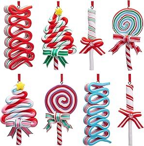 Christmas Lollipop Decorations, Xmas Clay, Lollipop Ornaments, Lollipop Decorations, Rainbow Lollipops, Cupcake Ornament, Christmas Lollipops, Candy Ornaments, Polymer Clay Ornaments