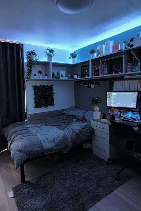 dorm room college decorating ideas for your design. #dormroom #dormroomapartment #dormroomhome #dormroomhouse #dormroomdesign #dormroomcollege #dormroomdecor Room Idea Simple, Man Cave Home Office, Small Room Setup, Mens Room Decor, Mens Bedroom Decor, Bilik Idaman, Gym Room At Home, Chill Room, Cave Home