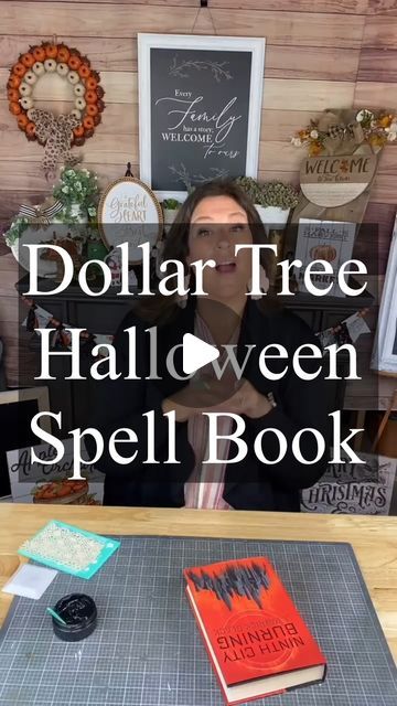 Creative Sarah at Home on Instagram: "Dollar Tree DIY - Halloween Spell Book 
#dollartree #dollartreediy #dollartreecrafts #diydecor #diycrafts #diy #creativesarah #halloweendecor #spellbook" Spell Book Diy Halloween, Halloween Book Of Spells Diy, Halloween Spell Books Diy, Diy Spell Books For Halloween, Spell Books Diy, Spellbook Diy, Halloween Book Covers, Diy Spell Book, Diy Halloween Spell Book